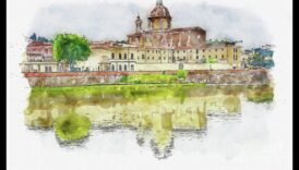 Αρχιτεκτονικές αντανακλάσεις: Σχέδιο κτιρίων σε ακουαρέλα